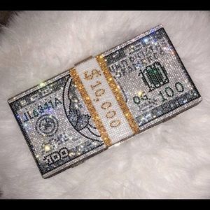 Crystal Embellished 100 Dollar Clutch/Handbag